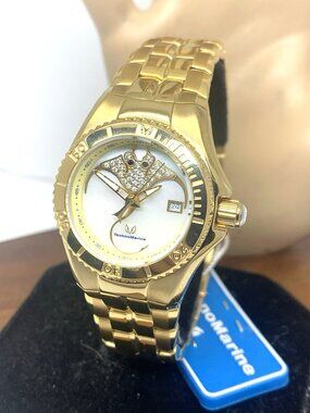 Technomarine Women's Watch TM-115189 Quartz Gold Steel Mother of Pearl Dial 30mm